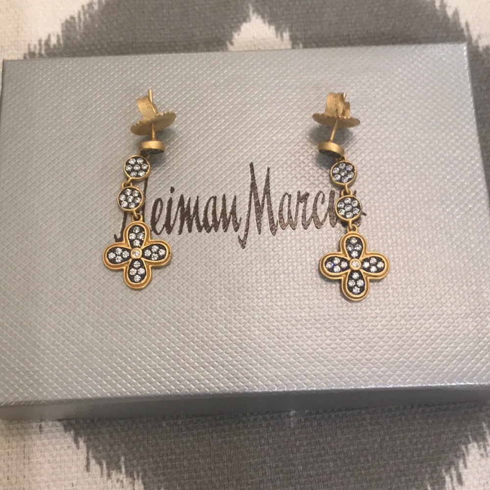Freida Rothman 14K and Crystal Earrings